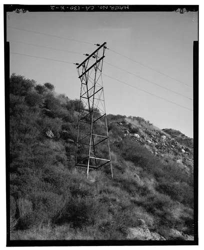  HIGH METAL TOWER BETWEEN SAR-2 AND SAR-3. VIEW TO NORTH-NORTHEAST. - Santa Ana River Hydroelectric System, Transmission Lines, Redlands, San Bernardino County, CA