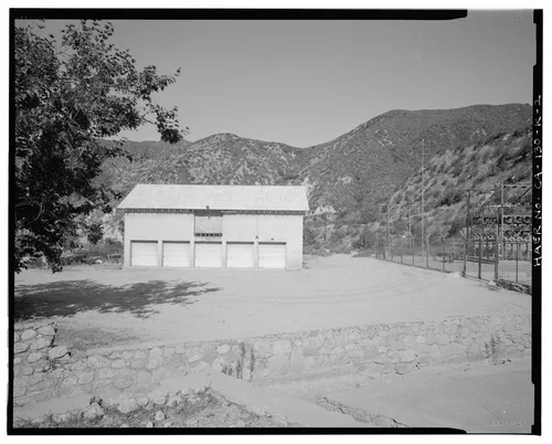  SOUTHEAST (FRONT) ELEVATION. VIEW TO NORTHWEST. - Santa Ana River Hydroelectric System, SAR-1 Stable, Redlands, San Bernardino County, CA