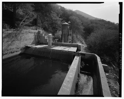  SAR-2 FOREBAY, LOOKING SOUTH. - Santa Ana River Hydroelectric System, SAR-2 Forebay & Penstock, Redlands, San Bernardino County, CA