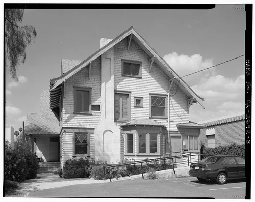 Exterior south side view, facing north. - Benjamin Rockhold House, 4220 Lemon Street, Riverside, Riverside County, CA