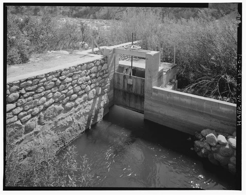  CONTROL GATE AT SAR-2 INTAKE, JUST BEYOND SAR-1 TALLRACE CHANNEL. VIEW TO SOUTHEAST. - Santa Ana River Hydroelectric System, SAR-2 Intake, Redlands, San Bernardino County, CA