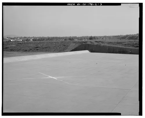  EAST END OF SPILLWAY, SHOWING OGEE LIP, LOOKING SOUTHEAST. - Prado Dam, Spillway, Santa Ana River near junction of State Highways 71 & 91, Corona, Riverside County, CA