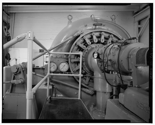  DETAIL OF REACTION TURBINE. VIEW TO NORTH. - Santa Ana River Hydroelectric System, SAR-3 Powerhouse, Redlands, San Bernardino County, CA