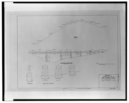  HIGH LENNON FLUME, SANTA ANA NO 3, EXHIBIT L, JAN. 25, 1956. SCE drawing no. 541723 (sheet 3; for filing with Federal Power Commission). - Santa Ana River Hydroelectric System, Warm Springs Canyon-SAR-3 Flumes, Redlands, San Bernardino County, CA