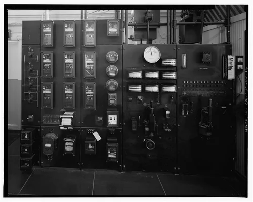  CONTROL PANEL DETAIL. VIEW TO SOUTH-SOUTHEAST. - Santa Ana River Hydroelectric System, SAR-3 Powerhouse, Redlands, San Bernardino County, CA