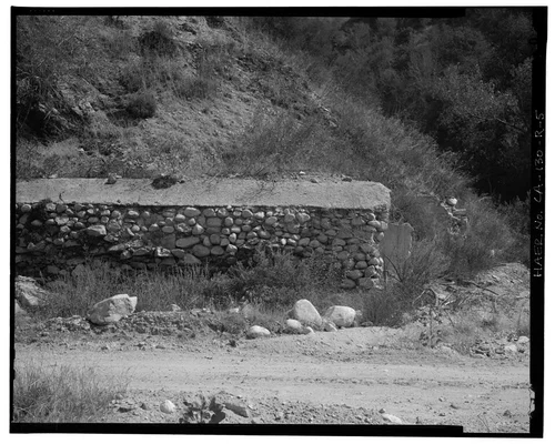  OPEN AIR PORTION OF ABANDONED SANTA ANA CANAL TUNNEL. VIEW TO EAST. - Santa Ana River Hydroelectric System, Abandoned Tunnel, Redlands, San Bernardino County, CA
