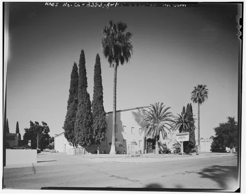 Contextual view of gymnasium facing northeast - March Air Force Base, March Field, Gymnasium, DeKay Avenue, Moreno Valley, Riverside County, CA