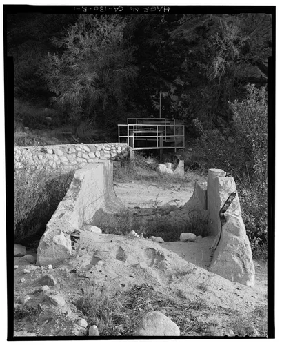  RUINED PORTION OF SANTA ANA CANAL INTAKE ALONGSIDE SAR-3 SYSTEM TUNNEL, JUST TO SOUTH OF SAR-2. VIEW TO SOUTHEAST. - Santa Ana River Hydroelectric System, Abandoned Tunnel, Redlands, San Bernardino County, CA