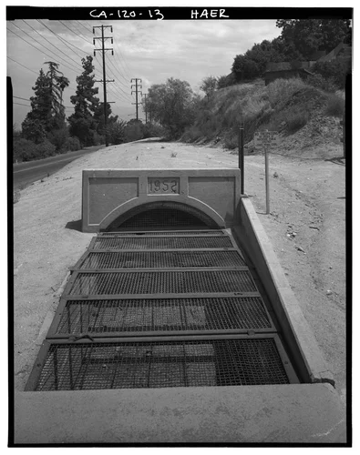  DETAIL VIEW OF CANAL OPENING, DATED "1952" - Gage Irrigation Canal, Running from Santa Ana River to Arlington Heights, Riverside, Riverside County, CA
