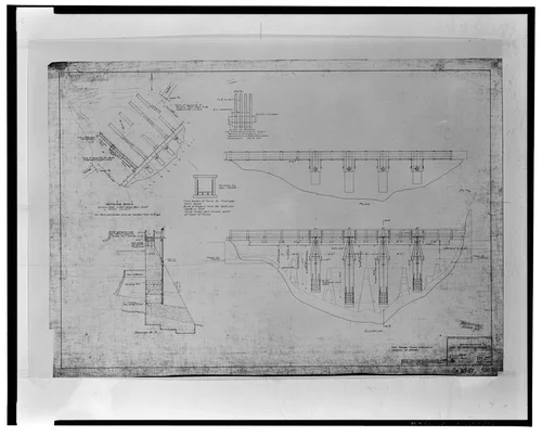  DAM AT SETTLING BASIN, SANTA ANA RIVER NO. 1, SEPT. 9, 1912. SCE drawing no. 5787. - Santa Ana River Hydroelectric System, Sandbox at Breakneck Creek, Redlands, San Bernardino County, CA