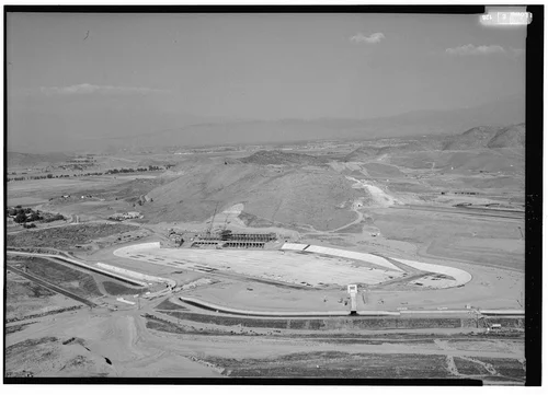  EASTSIDE RESERVOIR, FOREBAY, CANAL, AND PUMP PLANT AT WEST DAM, LOOKING NORTHEAST. - Eastside Reservoir, Diamond & Domenigoni Valleys, southwest of Hemet, Hemet, Riverside County, CA