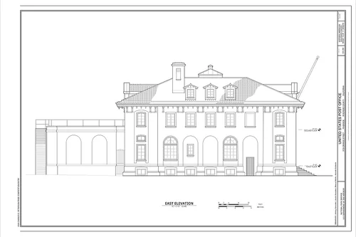 East elevation - United States Post Office, 3720 Orange Street, Riverside, Riverside County, CA