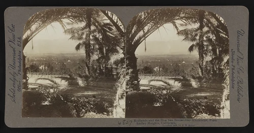 Redlands and the dim San Bernardino Mountains, from Smiley Heights, California