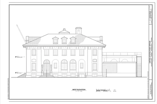 West elevation - United States Post Office, 3720 Orange Street, Riverside, Riverside County, CA