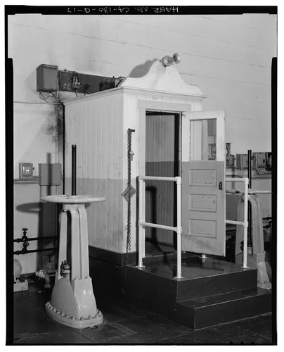  TELEPHONE BOOTH.  VIEW TO EAST-SOUTHEAST. - Santa Ana River Hydroelectric System, SAR-2 Powerhouse, Redlands, San Bernardino County, CA