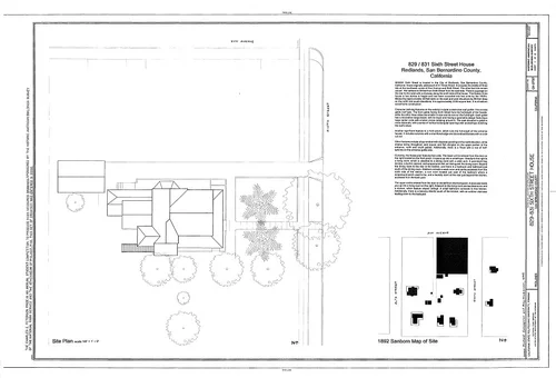 HABS CA-2737 (sheet 1 of 4) - 829-831 Sixth Street (House), Redlands, San Bernardino County, CA