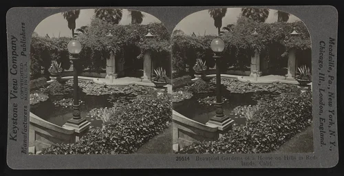 Beautiful gardens of a home on hills in Redlands, Calif.