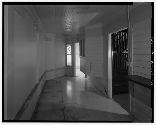 Interior 1st floor north enclosed porch detail view, facing east. - Benjamin Rockhold House, 4220 Lemon Street, Riverside, Riverside County, CA