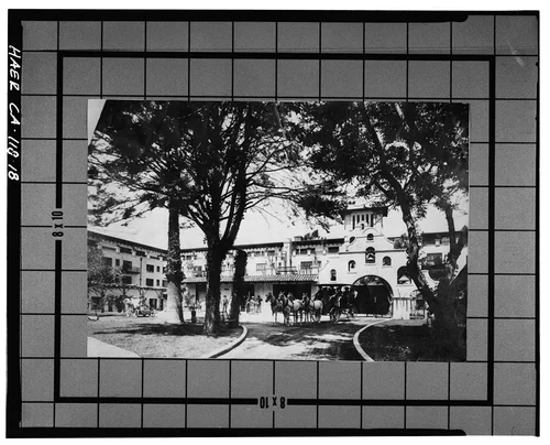  Photocopy of photograph (original print at Riverside Library, Local History Collection), photographer and date unknown. VIEW OF MISSION INN, SEVENTH STREET ENTRANCE - California Citrus Heritage Recording Project, Riverside, Riverside County, CA