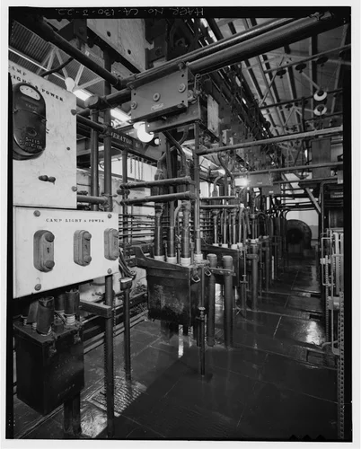  REAR OF 750 VOLT HISTORIC CONTROL PANEL. VIEW TO EAST. - Santa Ana River Hydroelectric System, SAR-1 Powerhouse, Redlands, San Bernardino County, CA