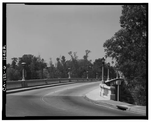  VIEW LOOKING NORTH ACROSS BRIDGE - Victoria Bridge, Spanning Tequesquite Arroyo, Riverside, Riverside County, CA