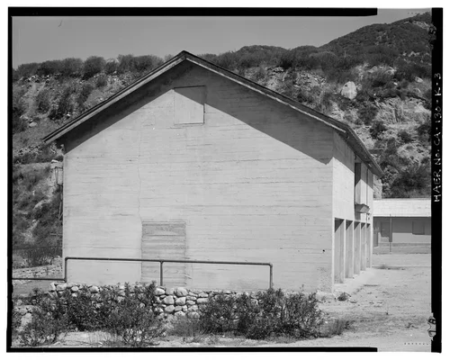  SOUTHWEST ELEVATION. VIEW TO NORTH. - Santa Ana River Hydroelectric System, SAR-1 Stable, Redlands, San Bernardino County, CA