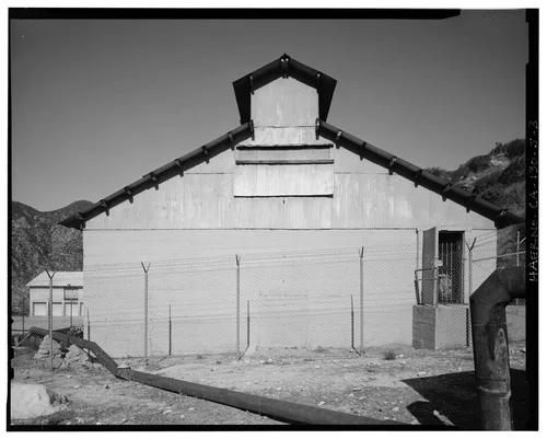  SOUTHEAST ELEVATION, WITH STABLE BEYOND. VIEW TO NORTHWEST. - Santa Ana River Hydroelectric System, SAR-1 Powerhouse, Redlands, San Bernardino County, CA