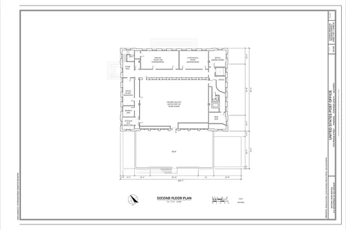 Second floor plan - United States Post Office, 3720 Orange Street, Riverside, Riverside County, CA