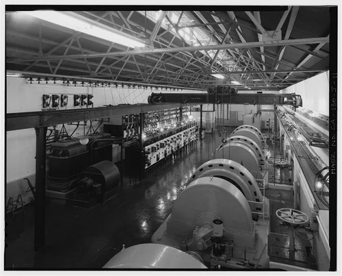  SAR-1, INTERIOR OVERVIEW TO WEST-NORTHWEST. - Santa Ana River Hydroelectric System, SAR-1 Powerhouse, Redlands, San Bernardino County, CA