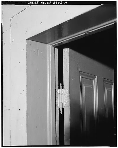  INTERIOR DETAIL OF DOOR AND HINGE - First Christian Church Parsonage, 3575 Vine Street, Riverside, Riverside County, CA