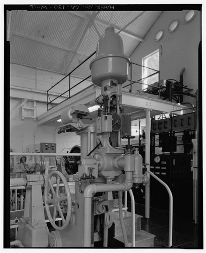  DETAIL OF TURBINE GOVERNOR. VIEW TO SOUTHEAST. - Santa Ana River Hydroelectric System, SAR-3 Powerhouse, Redlands, San Bernardino County, CA