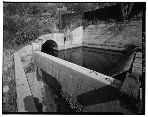  SAR-2 FOREBAY, LOOKING NORTHEAST. - Santa Ana River Hydroelectric System, SAR-2 Forebay & Penstock, Redlands, San Bernardino County, CA