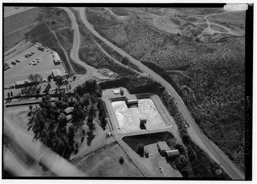  AERIAL SHOT OF LAND OUTLET TO REST OF WATER SYSTEM, LOOKING SOUTH. - Lake Mathews, East of Route 15, Riverside, Riverside County, CA