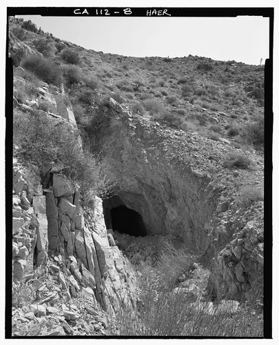  LOOKING NORTHEAST AT ADIT OPENING  - Pinto Wye Arrastra, Twentynine Palms, San Bernardino County, CA