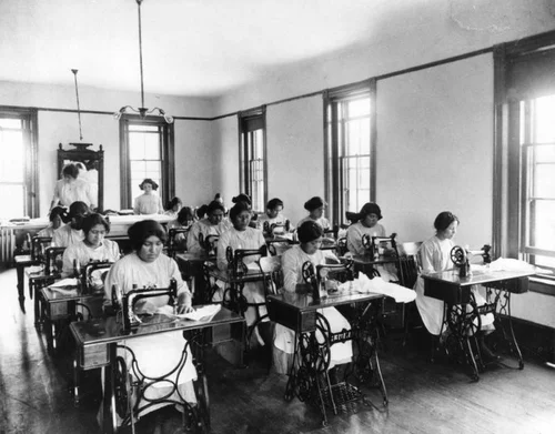 Intermediate Sewing class at Sherman Institute.