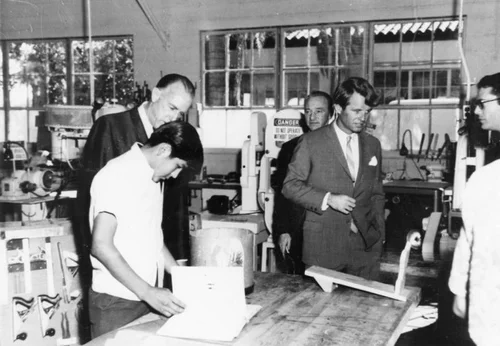 Robert F. Kennedy touring Sherman Indian High School