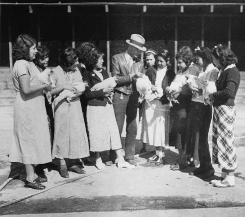 Sherman Indian High students with chickens