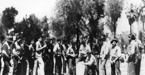 Sherman Institute students lining up
