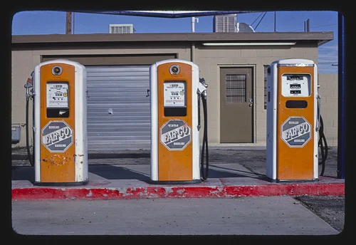 Far-go gas pumps, Main Street, Barstow, California