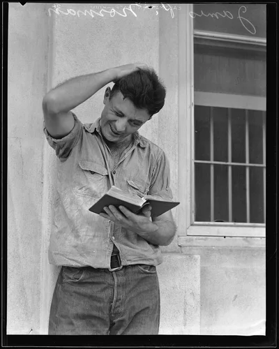 James Paul Norman studying at Riverside County Jail, Riverside, 1935