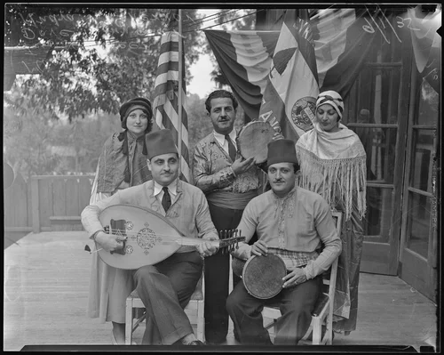 Syrian-Americans celebrate during annual festival at the Riverside Breakfast Club, Riverside, 1935