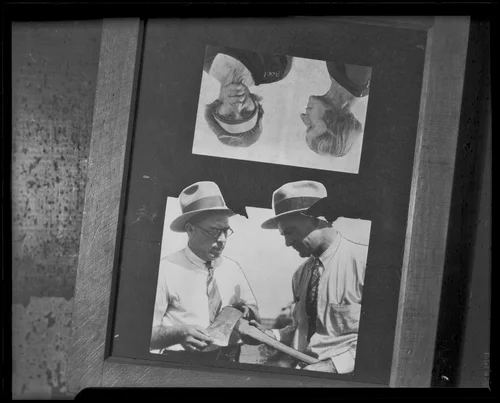 Police investigate axe used in Northcott murder case, Riverside County, circa 1928