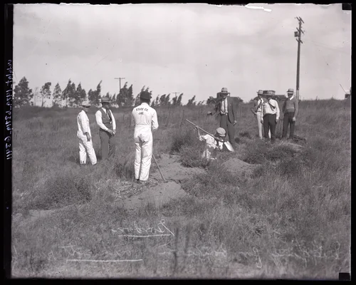 Prisoners digging for bones on Northcott Chicken Ranch, Riverside County, 1928-1929