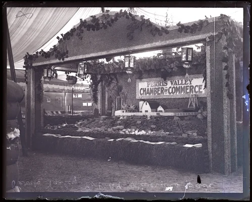 Perris Valley Chamber of Commerce exhibit at the Southern California Fair, Riverside, 1925