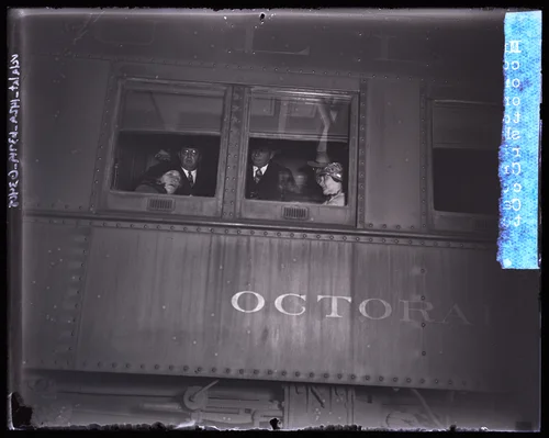 Louisa Northcott in train car on her way to San Quentin penitentiary, California (Southern), 1929