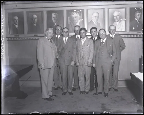 John C. Austin, head of the Southern California division of Organization for Unemployment Relief, with county chairmen, Los Angeles, 1931