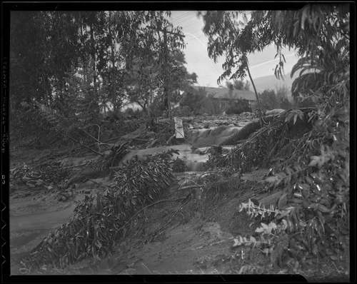 Flood water flowing down a slope, Upland, 1936