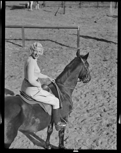 Loma Smith on horseback, Palm Springs, 1936
