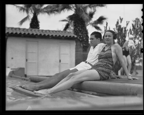 Mr. George Beckley and Mrs. Helen Beckley at the pool, Palm Springs, 1935
