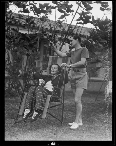 Gladys Swarthout and her husband Frank Chapman enjoying vacation, Palm Springs, 1935